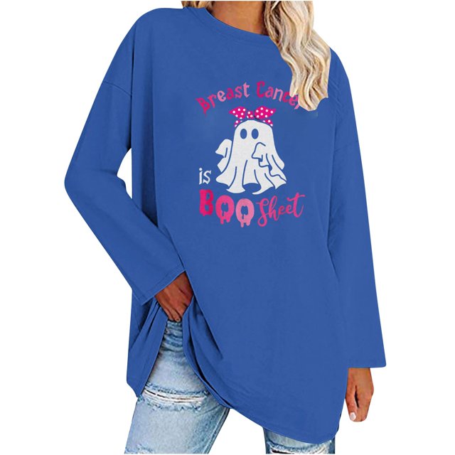 Pisexur Hauts à Ruban pour Femmes Mode Manches Longues Col Rond Chandails en Molleton Décontractés Sensibilisation au Cancer du Sein Pull Tops Chandails en Molleton Graphiques Inspirants T-Shirts Tops d'Automne pour Femmes