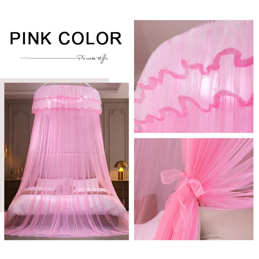 Clearance Sale!Princess Bed Canopy for Girls,Bed Canopy Curtain- Double Layer Sheer Mesh Dome Bed Curtain- Round Lace Princess Mosquito Net Tent for All Size Bed