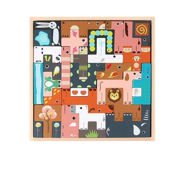 Juguete Creativo De Bloques De Construcción Con Forma De Tráfico De Animales, Juego De Bloques De Rompecabezas De Madera, Juguete Educativo, Regalo Para Niños Scienceny FN006674-03