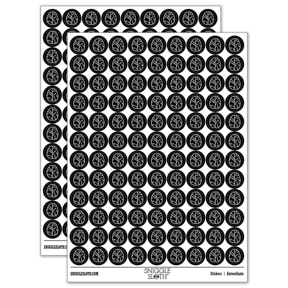 Brain Doodle 200  Round Stickers - Black - Gloss Finish - 0.50" Size