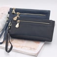 thumbnail image 3 of Cartera larga de mujer con doble cremallera y acabado esmerilado, cartera de mano de mujer de gran capacidad, cartera de mano larga, 3 of 6