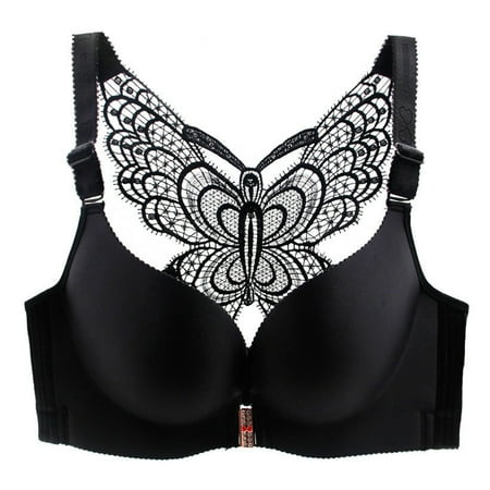 

Butterfly Embroidery Front Closure Wireless Bra Adjustable Push Up Bra Plus Size Everyday Wireless Women Bralettes