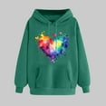 thumbnail image 2 of Women's Rainbow Heart Print Hoodies Valentines Tie Dye Graphic Fleece Sweatshirts Cute Holiday Long Sleeve Sweatshirt(Army Green,XXL), 2 of 5