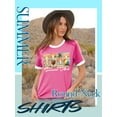 thumbnail image 3 of ZXSXSY Graphic Tees Women Summer Vibes Shirts Beach Print Crew Neck Short Sleeve T-Shirts, 3 of 6