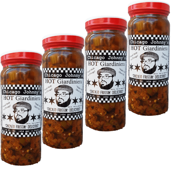 Four Pack Hot Giardiniera Chicago Peppers