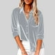thumbnail image 5 of Conjuntos de trabajo para mujer,Camisa de terciopelo con botones, blusa de manga corta con cuello en V, textura arrugada, mezcla de lino, ropa informal, sopatenor, 5 of 9