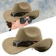 thumbnail image 1 of Sombrero de vaquero de decoración occidental, sombreros de fieltro térmicos novedosos, impermeables, cómodos, informales, sombrero de para Camello Macarena Sombrero de vaquero, 1 of 8
