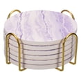 thumbnail image 1 of Bebida Portavasos con Soporte, 6uds 4 - Corcho Base Posavasos para Bebidas, Arenisca Estilo para Tipos de Tazas, Hogar Decoración, Madera Mesa (Púrpura), 1 of 6