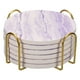 thumbnail image 1 of Bebida Portavasos con Soporte, 6uds 4 - Corcho Base Posavasos para Bebidas, Arenisca Estilo para Tipos de Tazas, Hogar Decoración, Madera Mesa (Púrpura), 1 of 6