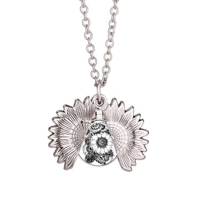 Sorgo negro blanco flor planta Collar de girasol collar collar collar colgante