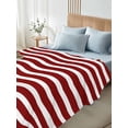 thumbnail image 4 of Red White King Size Flat Sheet, Wrinkleproof & Fadeproof Cooling Flat Bed Sheet Only, Modern Abstract Waves Water Ripple Striped Breathable Soft Bedding Top Sheets 105 x 98 Inches, 4 of 8