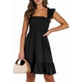 thumbnail image 3 of Women's Sleeveless Square Neck Smocked Ruffle Backless Boho Short Sundress Dress for Summer Beach Black M, 3 of 9