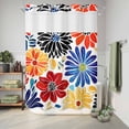 thumbnail image 6 of No Hook Shower Curtain, Ethnic Spring Floral Shower Curtains for Bathroom with See Through Top Window, Summer Colorful Botanical Waterproof & Washable Bath Curtain Extra Long 72"x96", 6 of 9