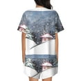 thumbnail image 3 of Qekee Watercolor Winter Landscape For Christmas Women's Pajama Set Short Sleeve Sleepwear Summer Home Wear with Pockets Soft Short Sleeve Shirt - Watercolor Winter Landscape For Christmas, 3 of 9