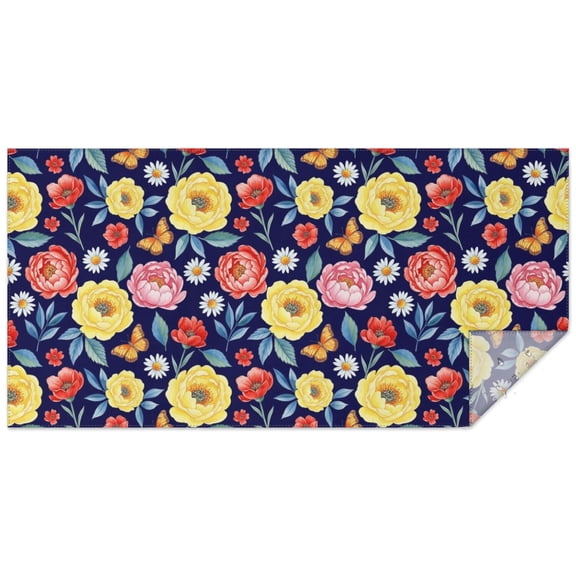 Pioneer Flower Floral Print Pattern Rectangle Tablecloth 60"x120", Waterproof Polyester Table Cloth, Wipeable Spillproof for Dining Camping Indoor Outdoor