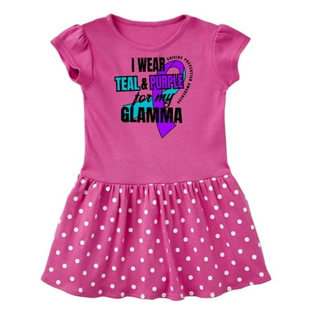 

Inktastic Suicide Prevention I Wear Teal and Purple for My Glamma Gift Baby Girl Dress