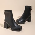 thumbnail image 4 of NECHOLOGY Botas Mujer Adulto Femenino Zapatos Botines para mujer Botines gruesos de tacón con punta cuadrada y cremallera trasera de cuero de color sólido a la para mujer (Black, 8), 4 of 7