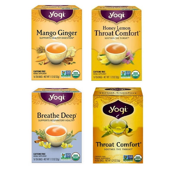 Yogi Tea Assortment 16 tea bags (Mix of 4 boxes) Throat