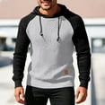 thumbnail image 3 of RYDCOT Mens Color Blocked Casual Retro Hooded Pullover Sweatshirts Casual Long Sleeve Knitted Sweater White, 3 of 4