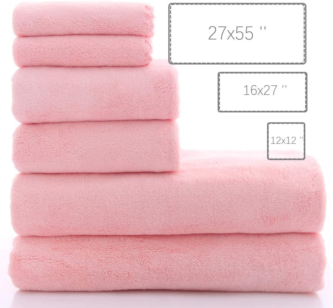 Mixweer 10 Pieces Bath Towel Set, Microfiber Coral Velvet Highly Absorbent  Towels Bathroom Towels for Body Shower Beach Travel, 28 x 55 Inches