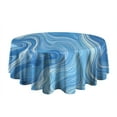 thumbnail image 5 of Blue White Tie Dye Swirl Pattern Round Tablecloth 60"x60",Wrinkle Wipeable Table Cloth for Kitchen Dining Room Picnic Patio Party, 5 of 6