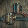 Leather Edc Tools Pocket Knives Sheath Retro Sheath For Belt With Flashlight Holster Keychain Handy Durable-Black - image 6 of 9