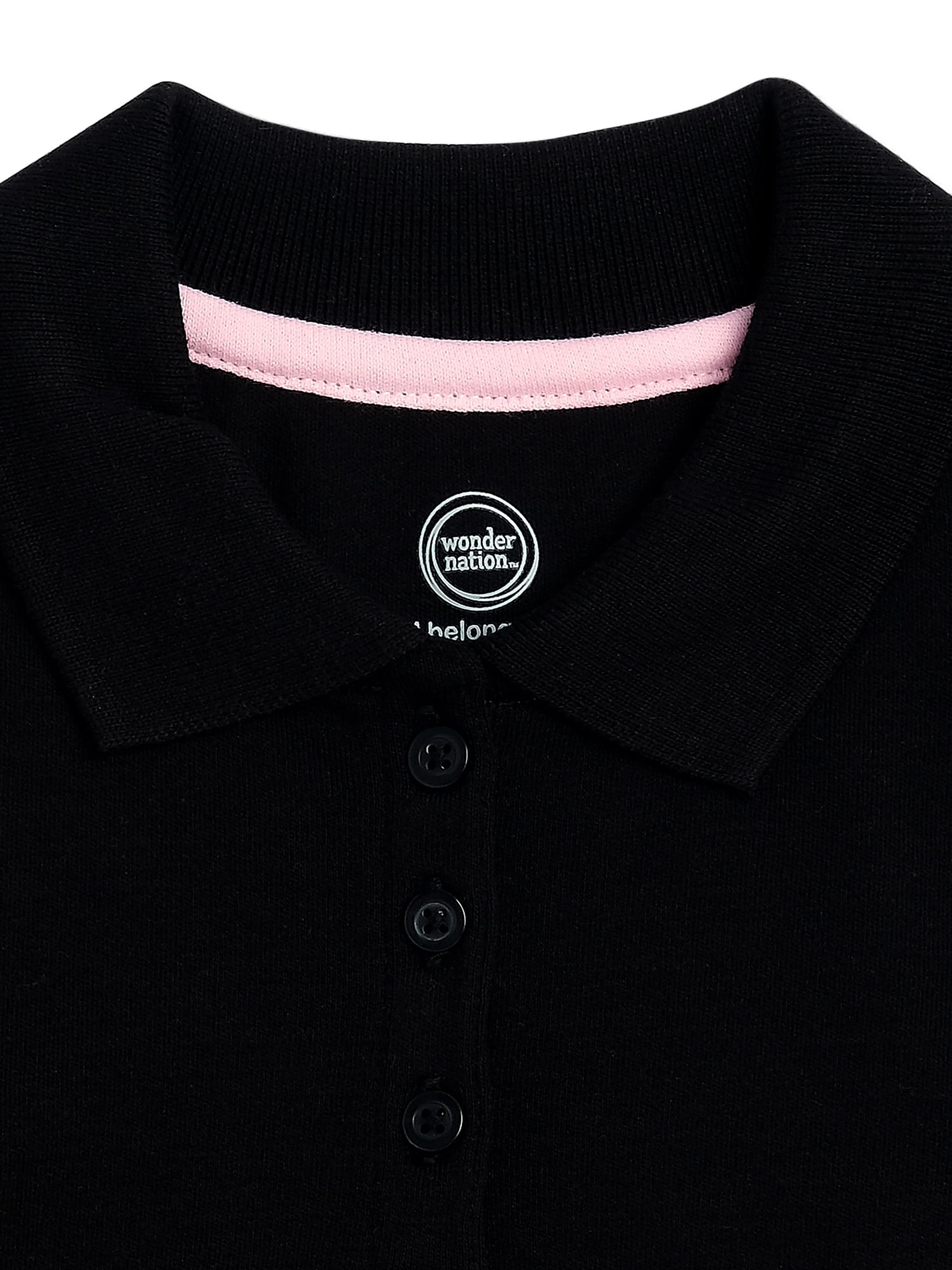 Wonder Nation Girls Long Sleeve School Uniform Polo Shirt 2-Pack