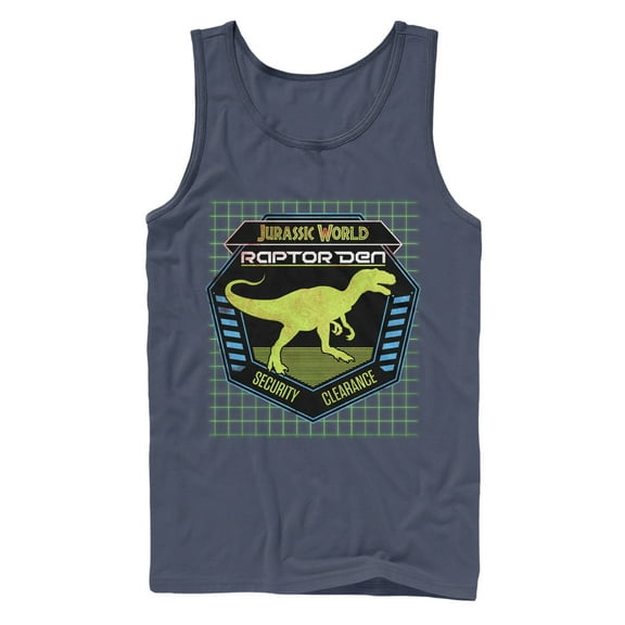 Men's Jurassic World Raptor Den Tank Top Navy Blue Medium