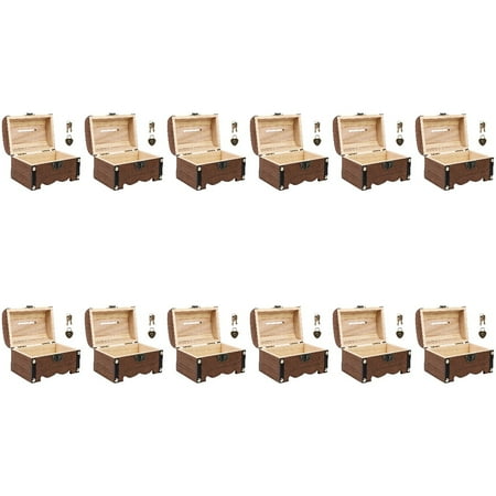 

12pcs Vintage Treasure Storage Box Decorative Wooden Box Piggy Bank Organizer Saving Box Case with Lock for Home Decoration