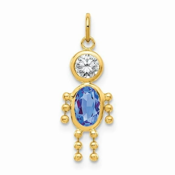 10k Yellow Gold Polished September Charm 20x10mm Wide Pendant Necklace for Women