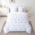 thumbnail image 2 of Homewish Kawaii Cartoon Bowknot Bedding Comforter Set 7 Pieces for Girls, Dreamy Blue Buffalo Plaid Full Bedding Set, Cute Bow-tie Reversible Fitted Sheet Flat Sheet, Super Cozy Room Decor, 2 of 7