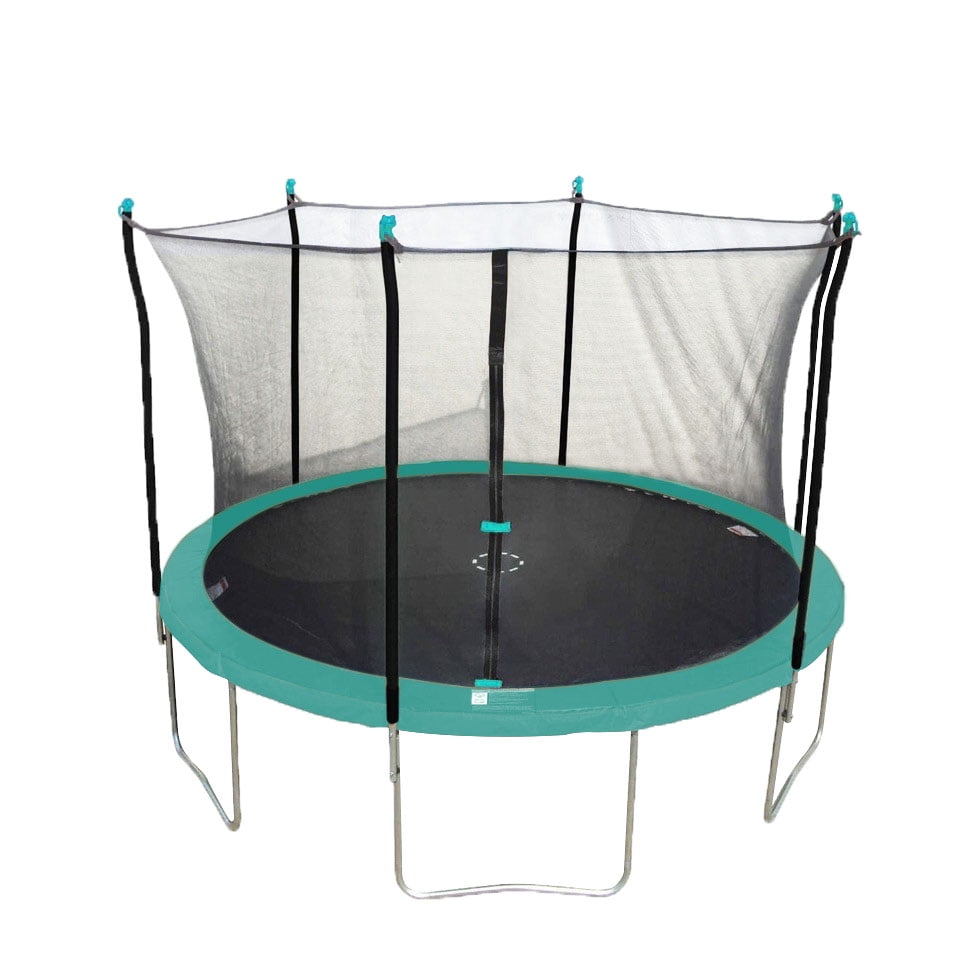 Bounce Pro 15ft Round Trampoline with Enclosure and Electron Shooter Game, Green/Black, Box 2, Enclosure System and Game