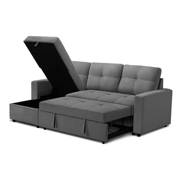 Urban Cali Venice Canapé Sectionnel-Lit de 89,5 Po de Large avec Méridienne Réversible avec Rangement (Charbon)