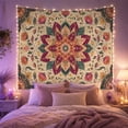 thumbnail image 2 of Floral Mandala With Paisley Pattern on Beige, Peaceful Boho Style for Boho Decor Lovers, Mandala Wall Art, Housewarming Gift, Tapestry Wall Hanging for Bedroom and Living Room, 2 of 7