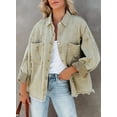 thumbnail image 2 of HOTAPEI Ripped Jean Jacket for Women Fashion Metal Button Down Frayed Distressed Boyfriend Denim Jackets With Pockets, 2 of 7