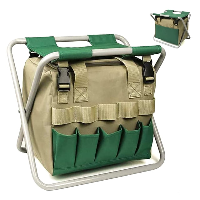Bolsa de mano con taburete plegable resistente, taburete de trabajo para jardineros