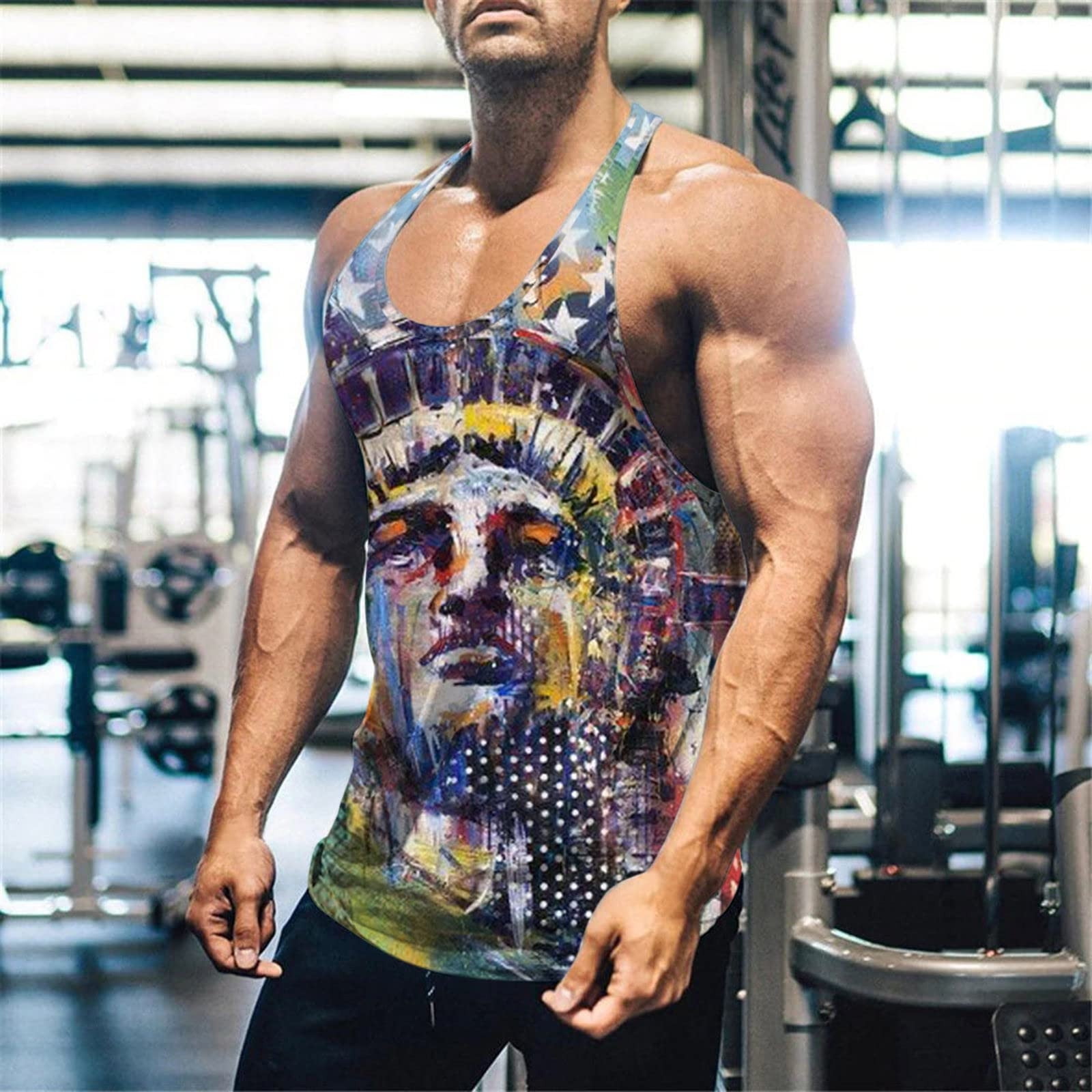3D Print Fashion Mens T Shirt Muscle Shirts Workout Tee Casual Training Fitness Top 