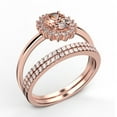 thumbnail image 3 of Beautiful Minimalist 2.50 Carat Oval Morganite And Diamond Moissanite Engagement Ring, Halo Wedding Ring, Two Matching Band in 925 Sterling Silver With Plain 18k Rose Gold Plating Band Gift For Her, 3 of 4