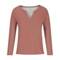 thumbnail image 4 of Turilly Women's Casual Tops Solid Color V-Neck Long Sleeved Regular Sleeve Top, 4 of 4
