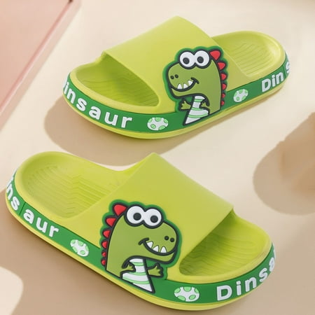 

CHAOLEI New Dinosaur Children Slippers Cute Cartoon Beach Slippers For Kids Non Slip Boys Girls Summer Shoes -Green 3.5-4 Years