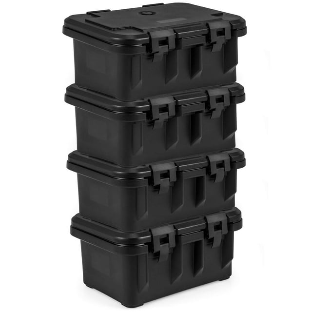 Costway 4 PCS Insulated Food Pan Container 31 QT Stackable Hot Box with 3 Transparent Pans