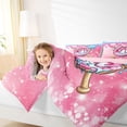 thumbnail image 3 of Erosebridal Pink & Blue Glitter Background Baseball Glove Ice Cream Graphic Twin Comforter Sets 3-Piece, Sweet Graphic Bedding Set for Girls Kids,Pink Reversible,Breathable Home Decor, 3 of 6