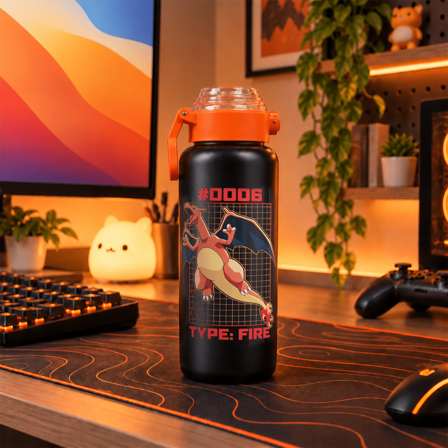 Pokémon Charizard 32oz Stainless Steel Water Bottle with Flip Lid and Spout