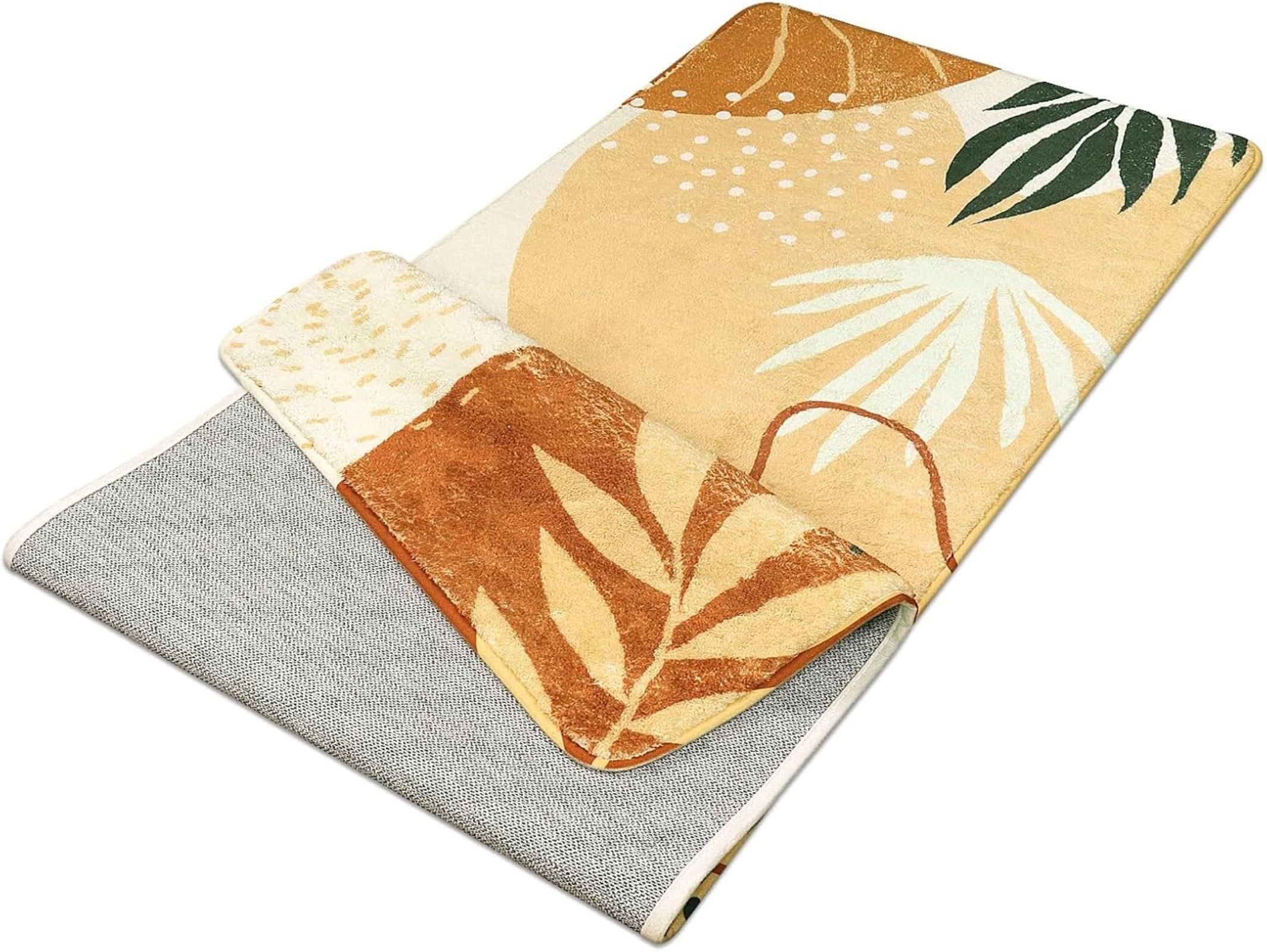 Bathroom Runner Rug Modern Abstract Long Bath Mat Non-Slip Cute Green Plant Bath Rug Soft Velvet Machine Washable Floor Mats for Bathroom Tub Shower
