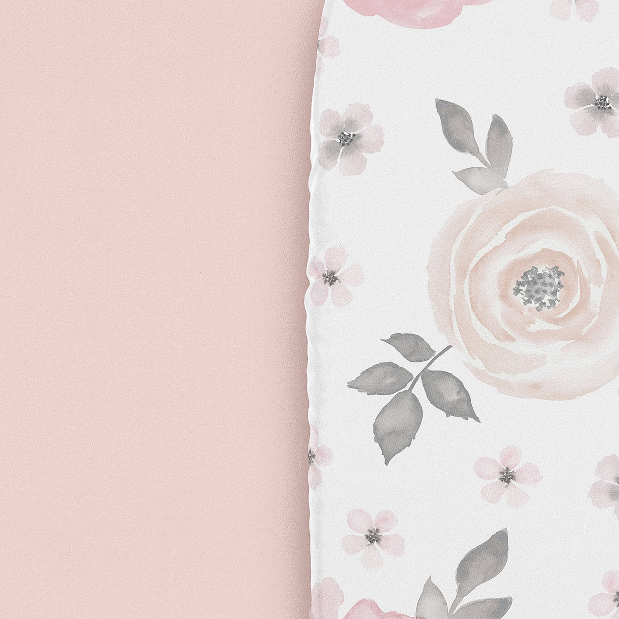 Sweet Jojo Designs Watercolor Floral Pink Grey and White Baby Bassinet Fitted Sheets 2 Piece Set