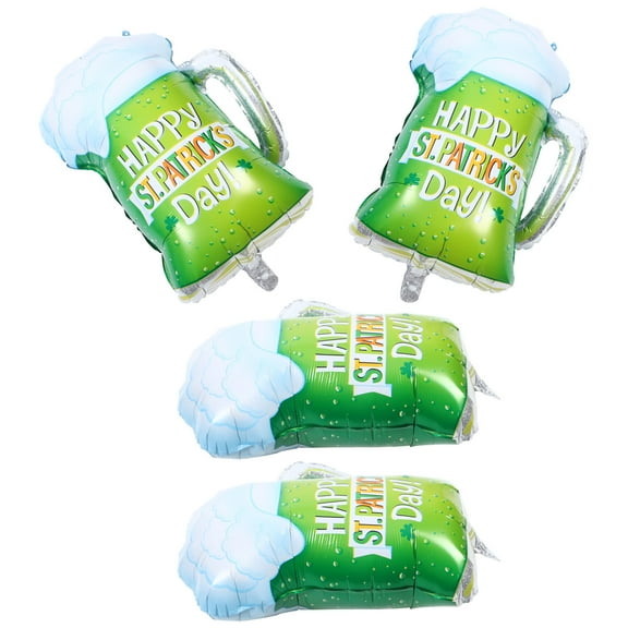 MLINS Assorted Color St. Patrick's Day Balloons for Party Decoration 4pcs Aluminum Film Beer Glass Design
