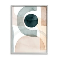 Stupell Industries Round Shape Fragments Abstract Blue Brown Arches Abstract Painting Gray Framed Art Print Wall Art, 16 x 20