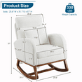 thumbnail image 2 of Rocking Chair Nursery with Thick Headrest, Upholstered Mid-Century Modern Nursing Rocker Glider with Curved Armrest, Sturdy Solid Wood Base for Living Room, Bedroom, Baby Room (White Teddy Fleece), 2 of 8