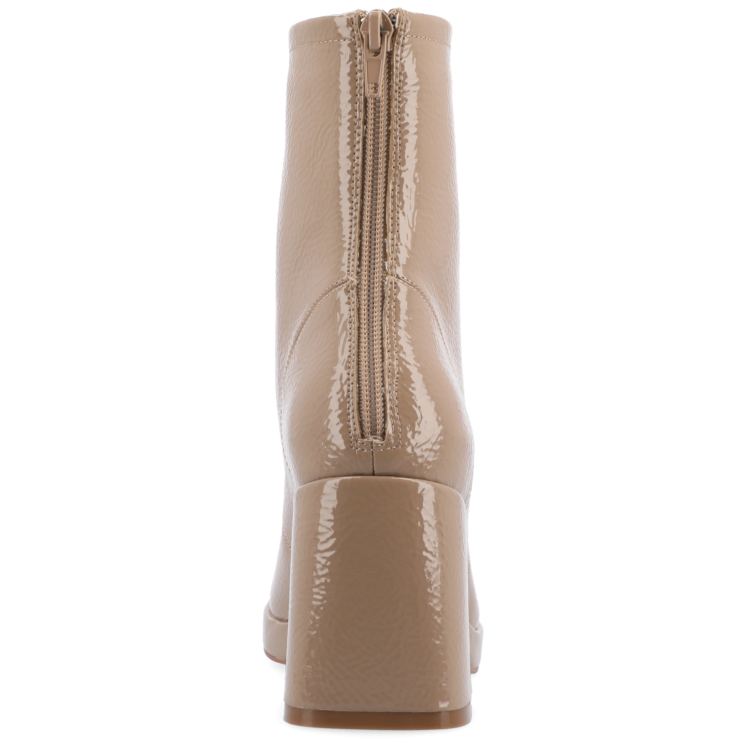 Journee Womens Aylani Crinkle Patent Vegan Leather Platform Booties