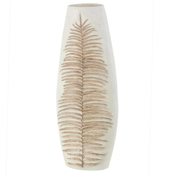 DecMode 25" Leaf White Polystone Vase